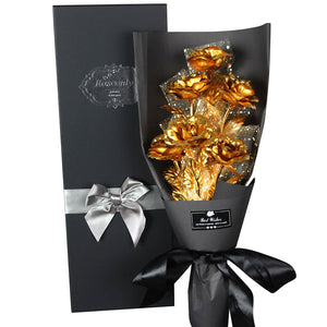 24k Galaxy Foil Rose Bouquet 6 Flower Arrangement (4 Colors) w/Gift Box