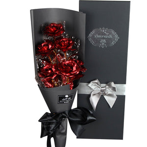 24k Galaxy Foil Rose Bouquet 6 Flower Arrangement (4 Colors) w/Gift Box