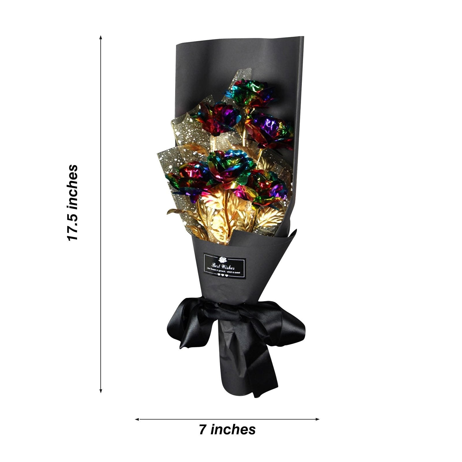 24k Galaxy Foil Rose Bouquet 6 Flower Arrangement (4 Colors) w/Gift Box