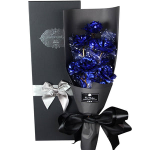 24k Galaxy Foil Rose Bouquet 6 Flower Arrangement (4 Colors) w/Gift Box
