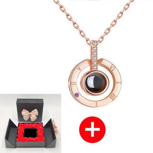 "I Love You" Forever 100 Language Micro Projection Necklace With Rose Box (30 Options)