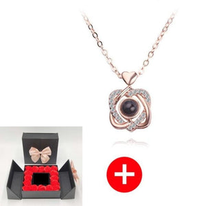 "I Love You" Forever 100 Language Micro Projection Necklace With Rose Box (30 Options)