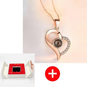 "I Love You" Forever 100 Language Micro Projection Necklace With Rose Box (30 Options)