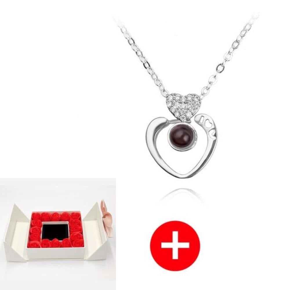 "I Love You" Forever 100 Language Micro Projection Necklace With Rose Box (30 Options)