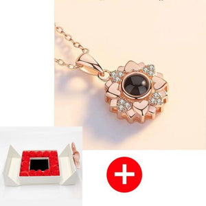 "I Love You" Forever 100 Language Micro Projection Necklace With Rose Box (30 Options)