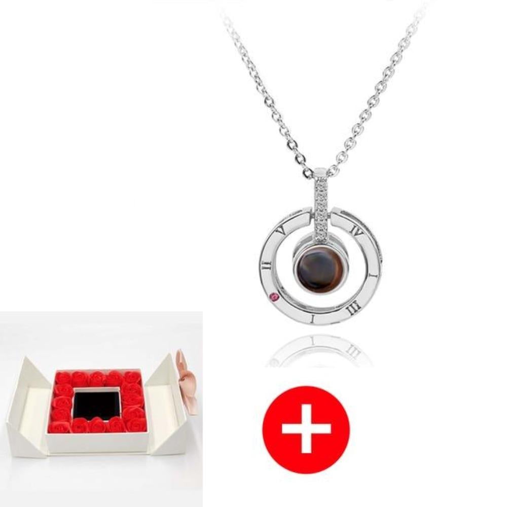 "I Love You" Forever 100 Language Micro Projection Necklace With Rose Box (30 Options)