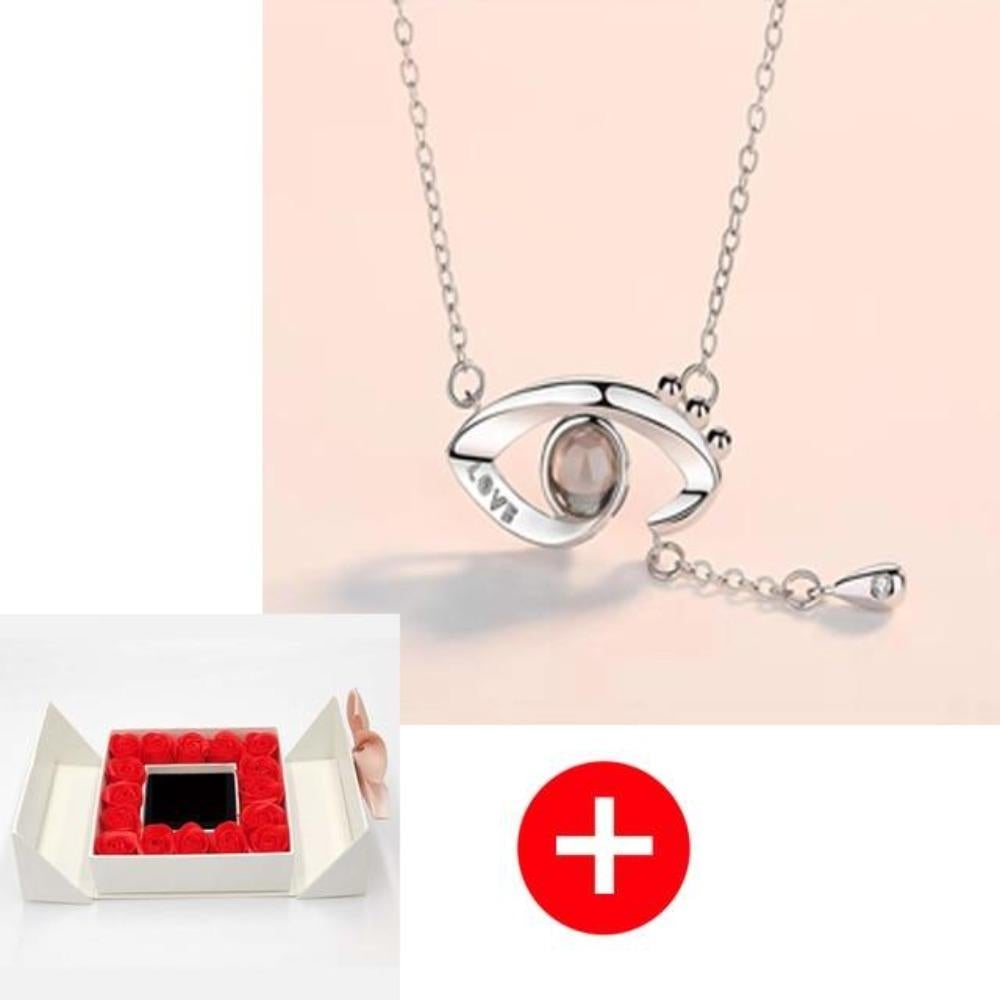 "I Love You" Forever 100 Language Micro Projection Necklace With Rose Box (30 Options)