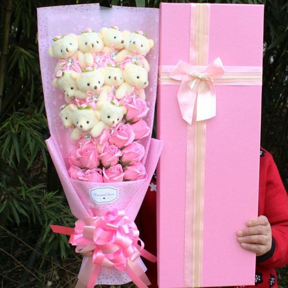 Rose Teddy Bear Bouquet Enchanted Flower (6 Designs) NO BOX