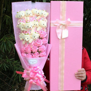 Rose Teddy Bear Bouquet Enchanted Flower (6 Designs) NO BOX