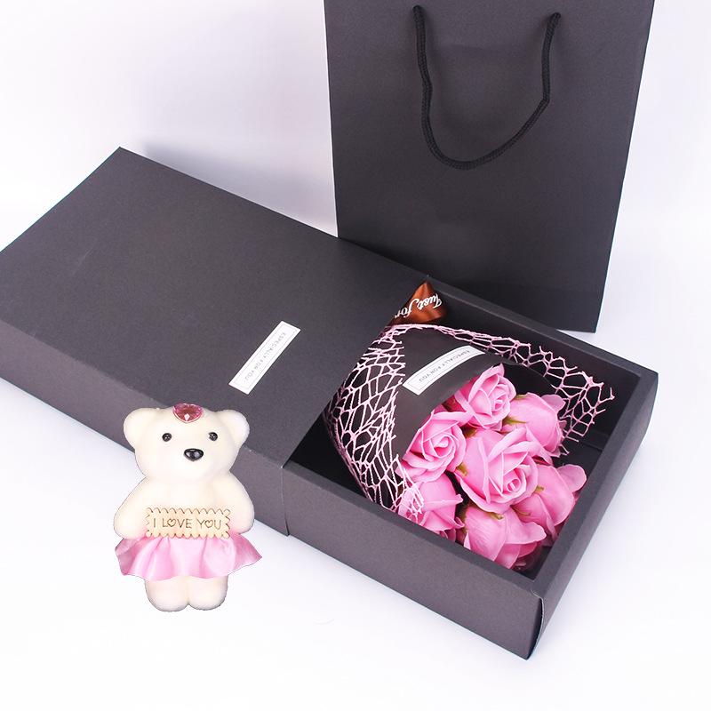 Rose Teddy Bear Bouquet Enchanted Soap Flower (4 Designs)