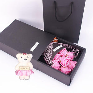 Rose Teddy Bear Bouquet Enchanted Soap Flower (4 Designs)