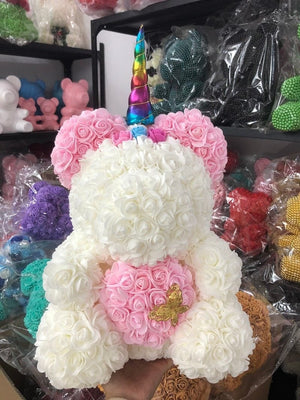 Limited Edition Unicorn Rose Bear 40cm w/Butterfly