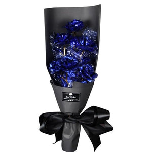 24k Galaxy Foil Rose Bouquet 6 Flower Arrangement (4 Colors) w/Gift Box