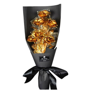 24k Galaxy Foil Rose Bouquet 6 Flower Arrangement (4 Colors) w/Gift Box