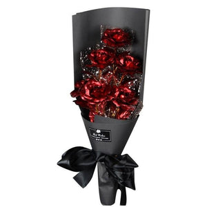 24k Galaxy Foil Rose Bouquet 6 Flower Arrangement (4 Colors) w/Gift Box