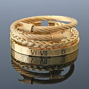 King Bling Royal Ice Roman Numerals Bracelet 3PCS Set (19 Styles)
