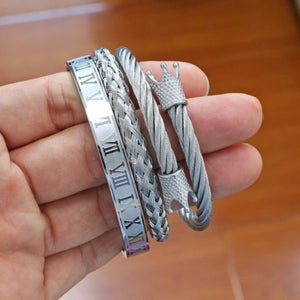 King Bling Royal Ice Roman Numerals Bracelet 3PCS Set (19 Styles)