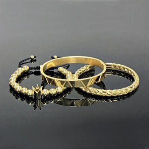 King Bling Royal Ice Roman Numerals Bracelet 3PCS Set (19 Styles)