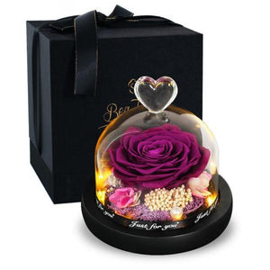 Limited Edition 2021 Immortal Enchanted Rose Glass Heart Dome (15 Colors) With Luxury Gift Box