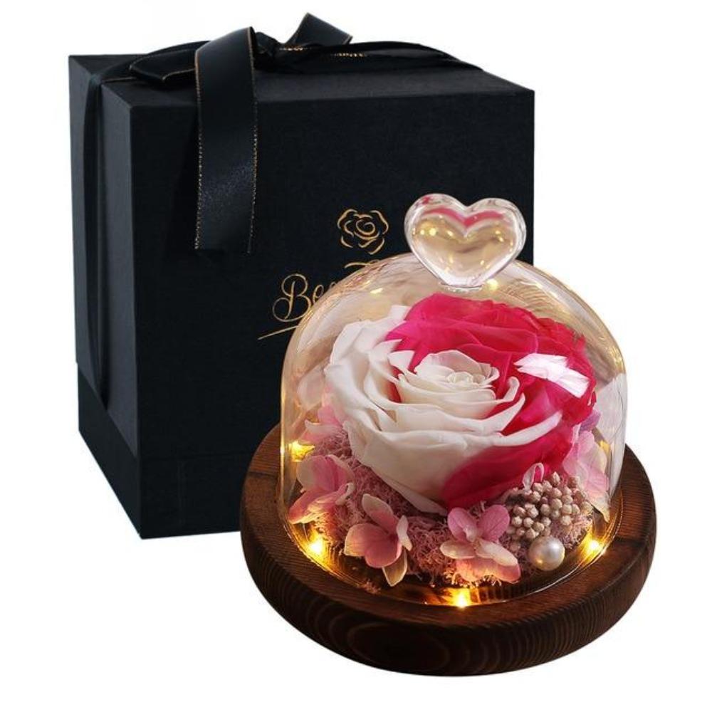 Limited Edition 2021 Immortal Enchanted Rose Glass Heart Dome (15 Colors) With Luxury Gift Box