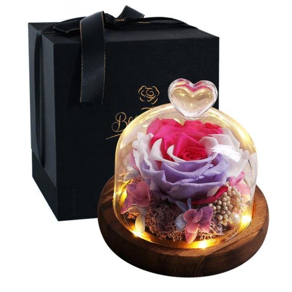 Limited Edition 2021 Immortal Enchanted Rose Glass Heart Dome (15 Colors) With Luxury Gift Box