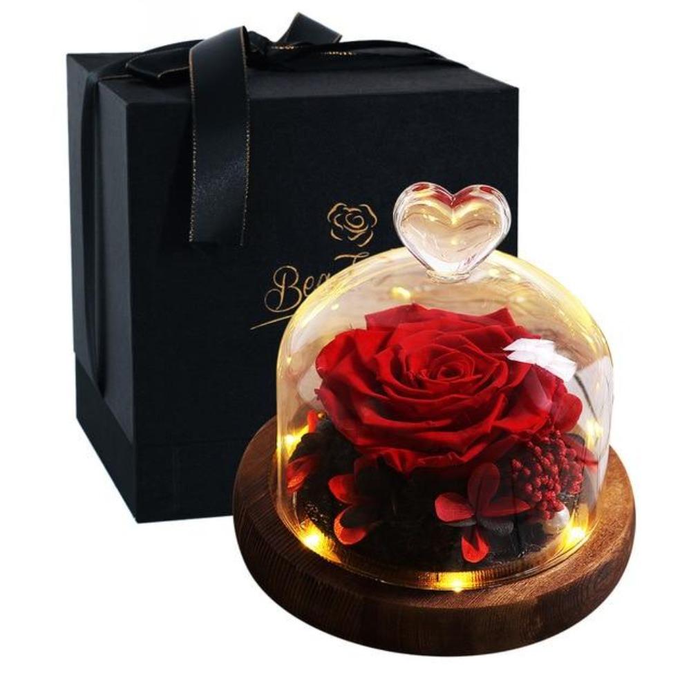 Limited Edition 2021 Immortal Enchanted Rose Glass Heart Dome (15 Colors) With Luxury Gift Box