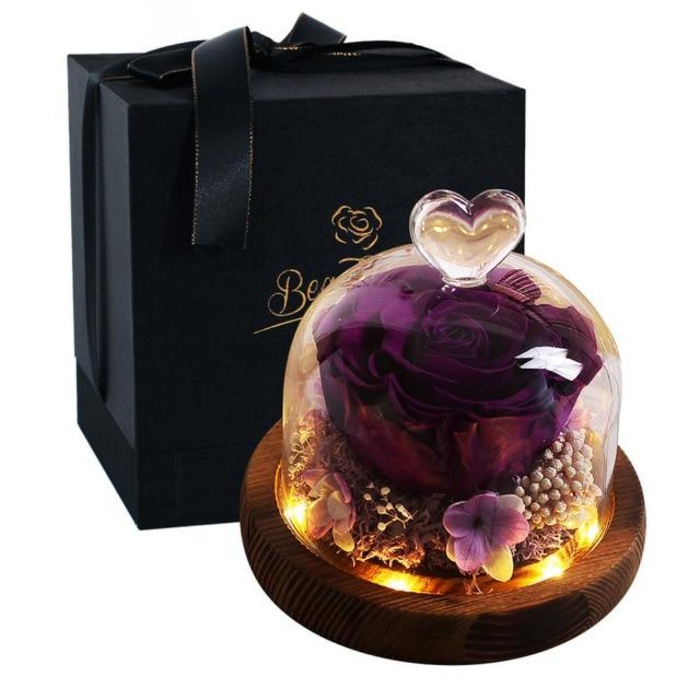 Limited Edition 2021 Immortal Enchanted Rose Glass Heart Dome (15 Colors) With Luxury Gift Box