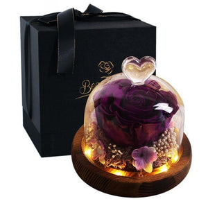 Limited Edition 2021 Immortal Enchanted Rose Glass Heart Dome (15 Colors) With Luxury Gift Box