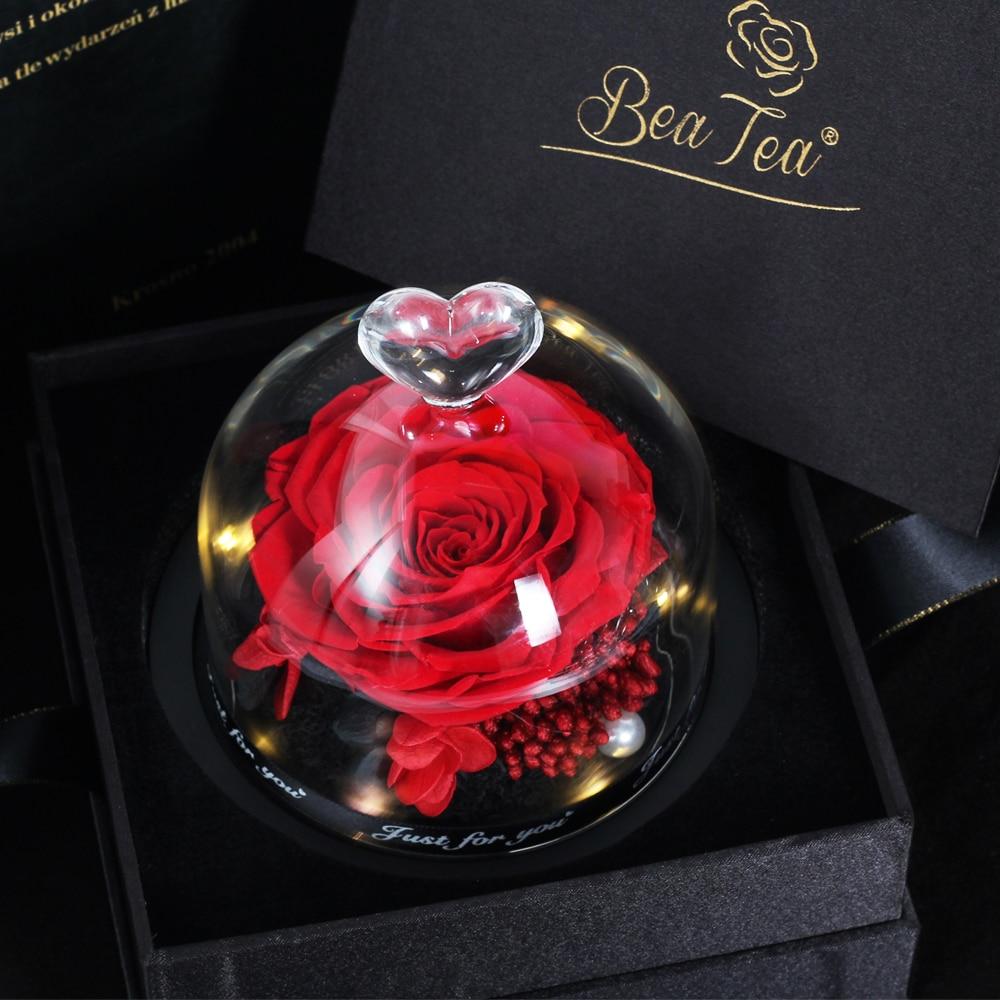 Limited Edition 2021 Immortal Enchanted Rose Glass Heart Dome (15 Colors) With Luxury Gift Box