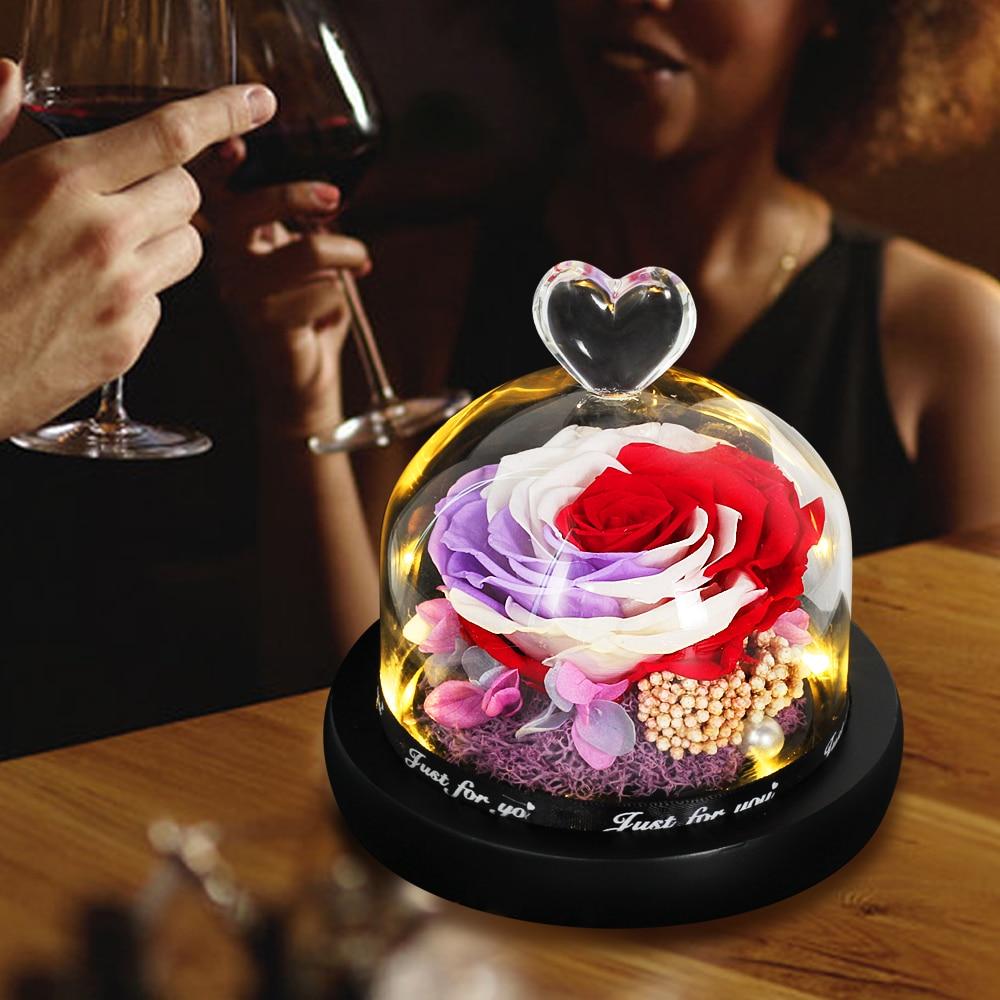 Limited Edition 2021 Immortal Enchanted Rose Glass Heart Dome (15 Colors) With Luxury Gift Box