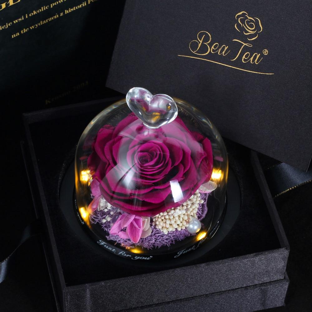 Limited Edition 2021 Immortal Enchanted Rose Glass Heart Dome (15 Colors) With Luxury Gift Box