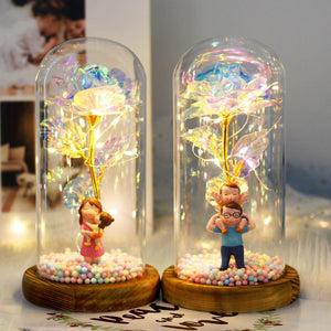 Mother & Child Father & Child Galaxy Enchanted Rose LED Glass Display (34 Designs)