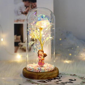 Mother & Child Father & Child Galaxy Enchanted Rose LED Glass Display (34 Designs)