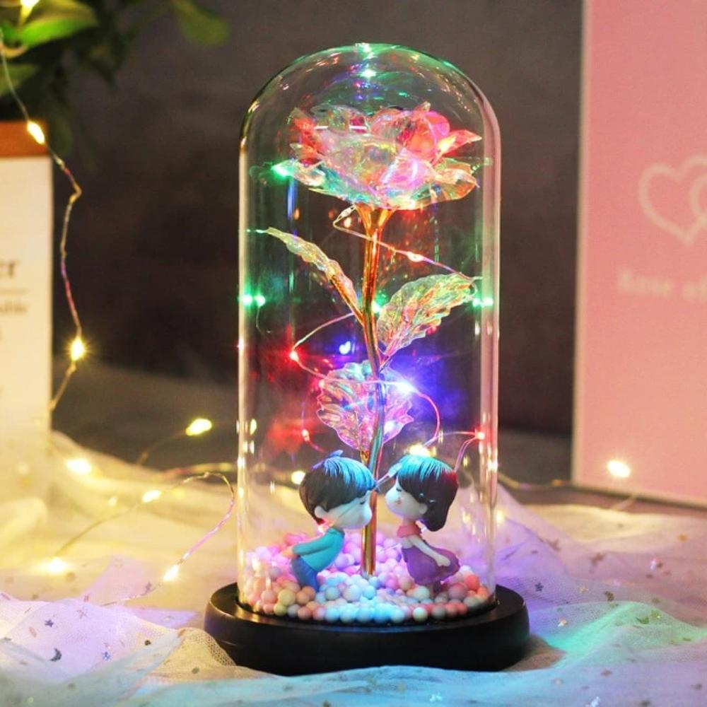 Mother & Child Father & Child Galaxy Enchanted Rose LED Glass Display (34 Designs)