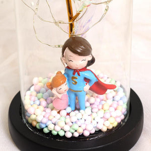 Super Mom or Dad Galaxy Enchanted Rose LED Glass Display (8 Designs)