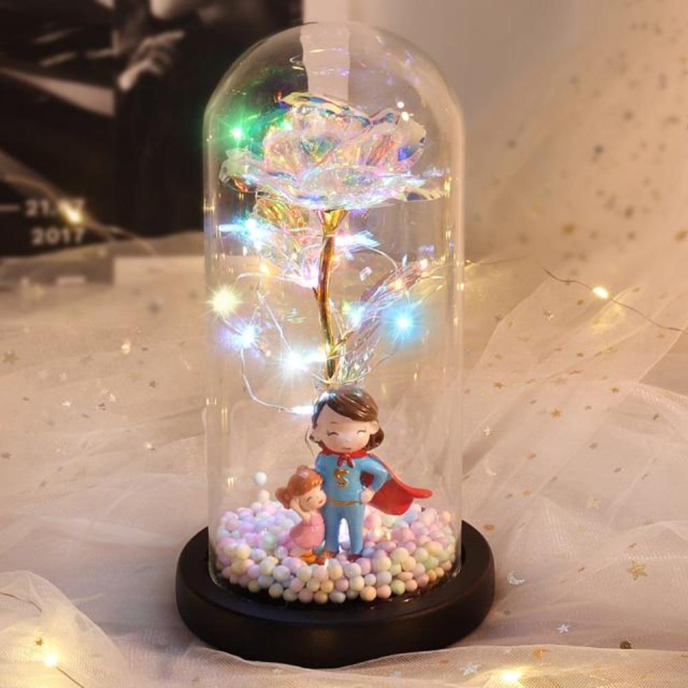 Super Mom or Dad Galaxy Enchanted Rose LED Glass Display (8 Designs)