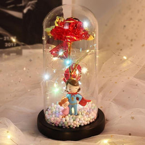 Super Mom or Dad Galaxy Enchanted Rose LED Glass Display (8 Designs)