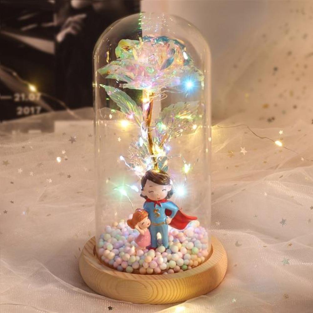 Super Mom or Dad Galaxy Enchanted Rose LED Glass Display (8 Designs)