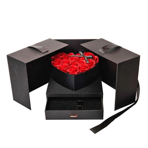 Deluxe Heart Rose Bouquet Immortal Enchanted Soap Flower with Gift Box (5 Colors)