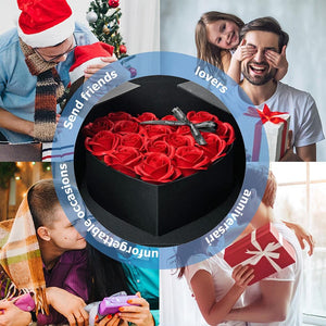 Deluxe Heart Rose Bouquet Immortal Enchanted Soap Flower with Gift Box (5 Colors)