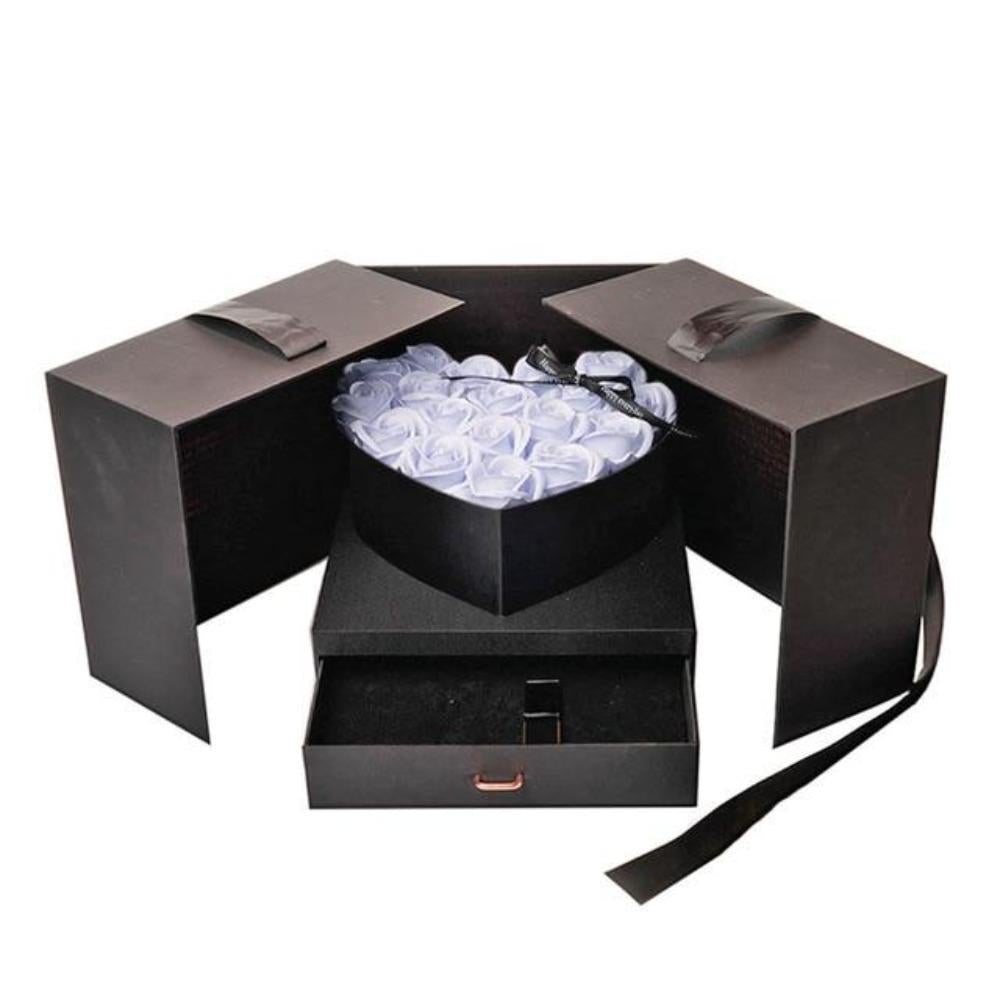 Deluxe Heart Rose Bouquet Immortal Enchanted Soap Flower with Gift Box (5 Colors)
