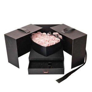 Deluxe Heart Rose Bouquet Immortal Enchanted Soap Flower with Gift Box (5 Colors)