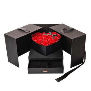 Deluxe Heart Rose Bouquet Immortal Enchanted Soap Flower with Gift Box (5 Colors)