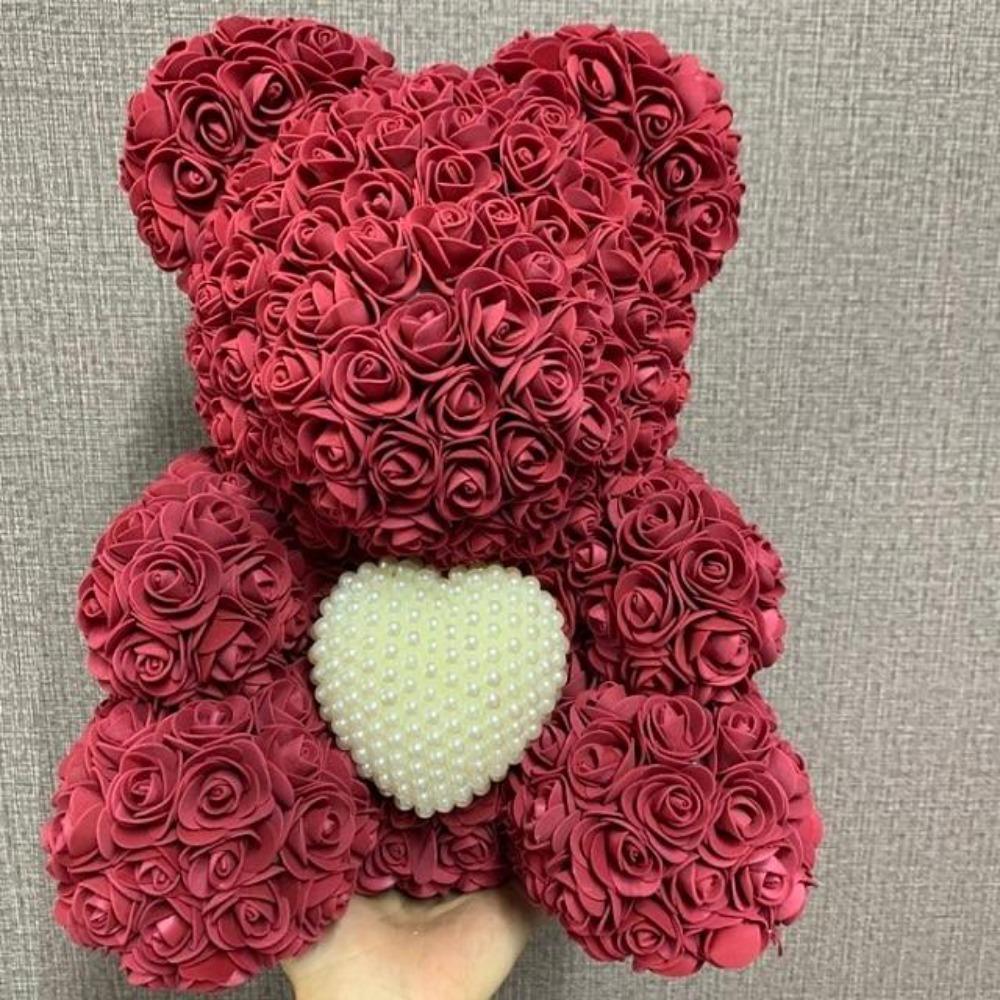 Pearl Heart Enchanted Forever Rose Teddy Bear (20 Colors) 40cm