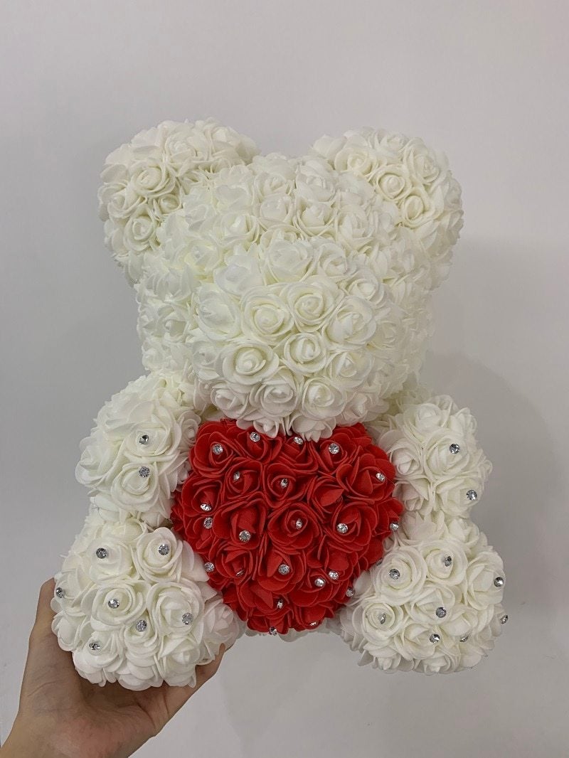 Limited Edition Diamond Enchanted Forever Rose Heart Teddy Bear (3 Colors) 40cm