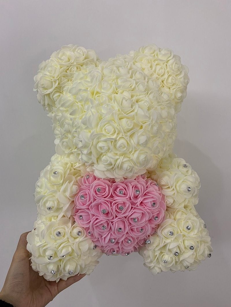Limited Edition Diamond Enchanted Forever Rose Heart Teddy Bear (3 Colors) 40cm