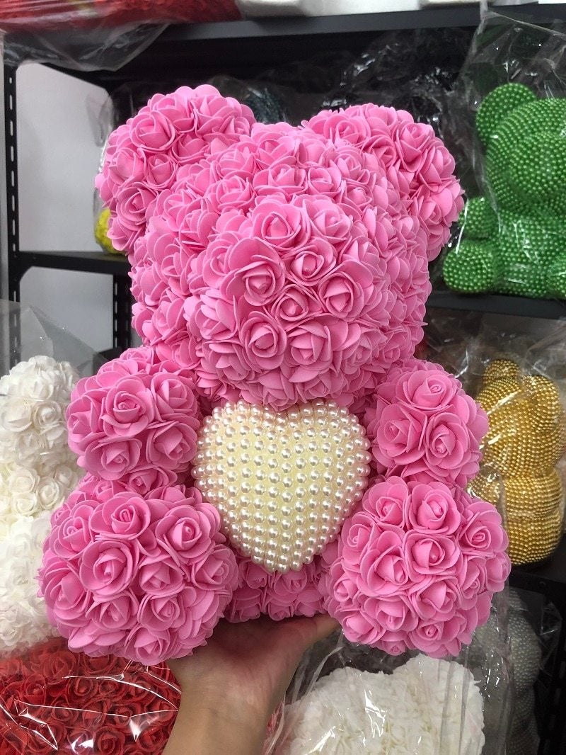 Pearl Heart Enchanted Forever Rose Teddy Bear (20 Colors) 40cm