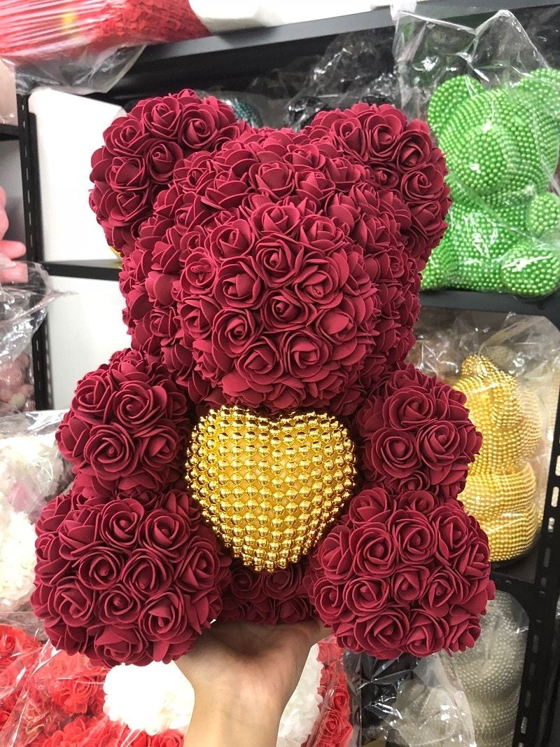 Pearl Heart Enchanted Forever Rose Teddy Bear (20 Colors) 40cm
