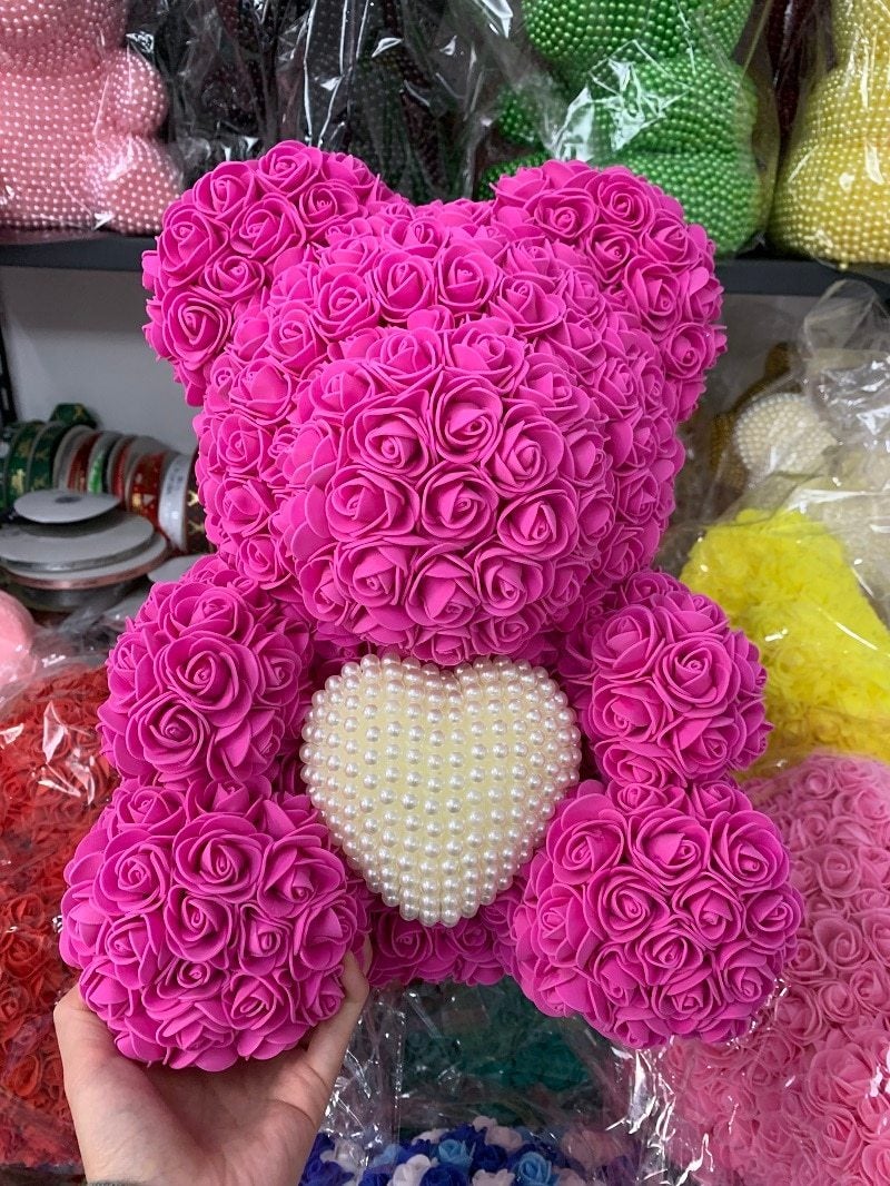 Pearl Heart Enchanted Forever Rose Teddy Bear (20 Colors) 40cm