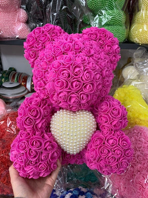 Pearl Heart Enchanted Forever Rose Teddy Bear (20 Colors) 40cm